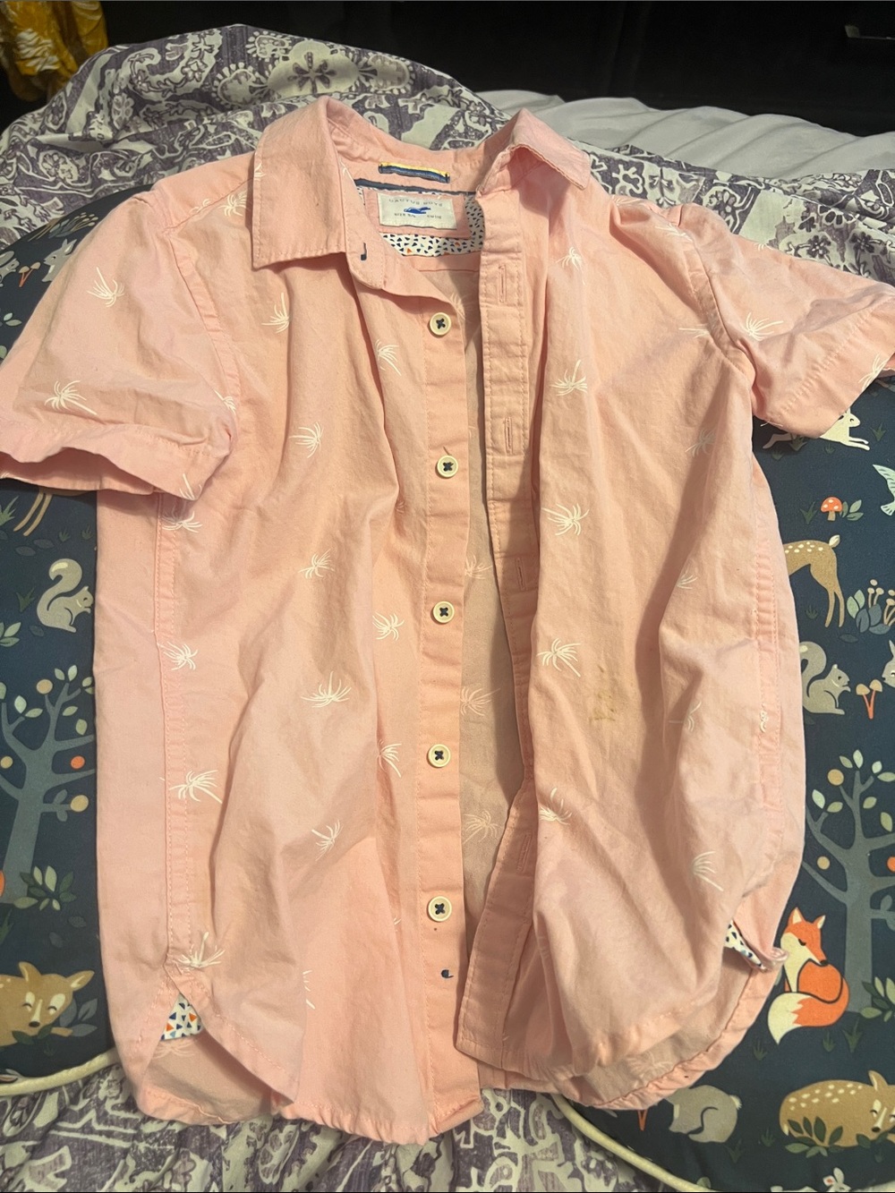 Kids Light Pink Short-Sleeve Button-Up Shirt